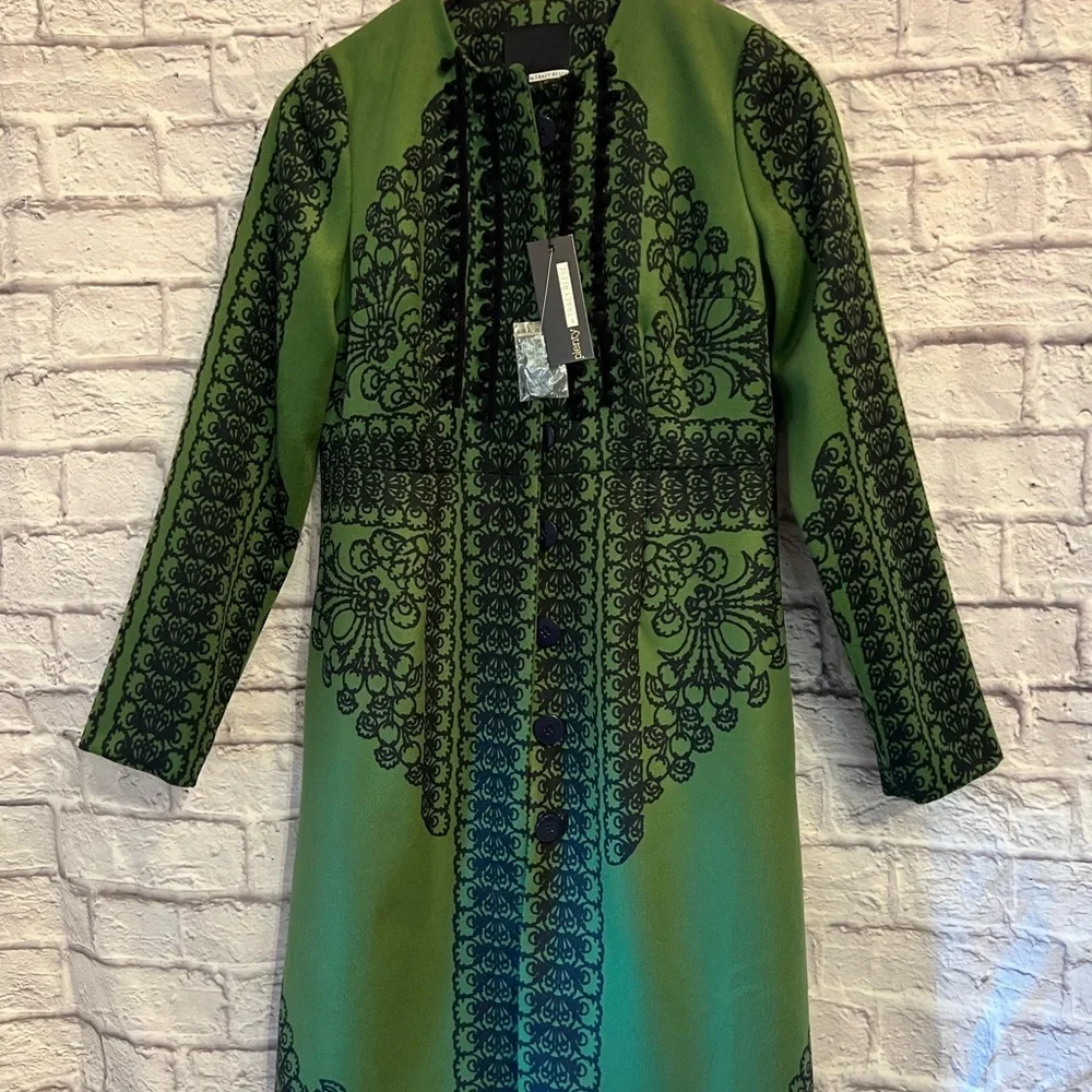 Plenty by Tracy Reese NWT size 4  button up Jacket. Green with navy  blue lining - Picture 3 of 14
